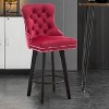 CAVINAS Velvet Swivel Bar Stools with Nailhead Design and Solid Wood Legs, 360-Degree Rotation, for Home Bar, Kitchen Island, Set of 2 - 2 of 4