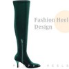 Perphy Women's Faux Velvet Pointy Toe Stiletto Heels Over the Knee High Boots - 4 of 4
