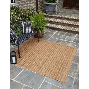 Unique Loom    Outdoor Border Checkered Area Rug - 1 of 4