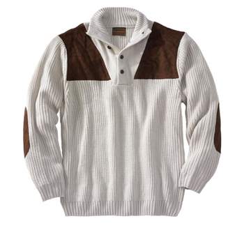 Boulder Creek by KingSize Men's Big & Tall  Patch Sweater with Mock Neck