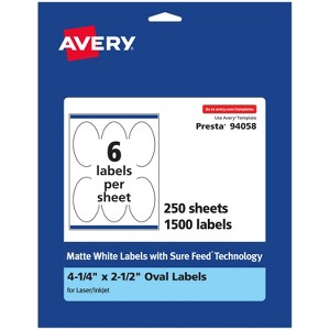 Avery Matte White Oval Labels, 4.25" x 2.5" - 1 of 4