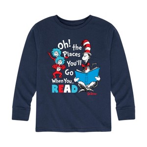 Boys' - Dr. Seuss - Oh! Places You'll Go When You Read Long Sleeve Graphic T-Shirt - 1 of 4