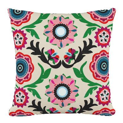 18"x18" Polyester Tulum Bright Square Throw Pillow Pink/Green - Skyline Furniture