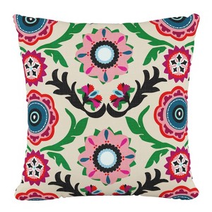 18"x18" Polyester Tulum Bright Square Throw Pillow Pink/Green - Skyline Furniture - 1 of 4