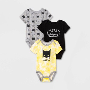 Baby Boys' 3pk Batman Bodysuit Set - Black - 1 of 4