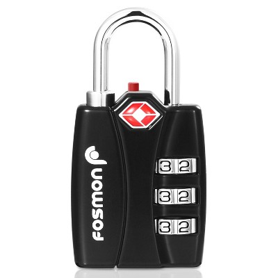Fosmon TSA Approved Luggage Lock, Combination Padlock with Open Alert, Combo TSA Locks for Luggage, Suitcase, Backpack, Bag - Black