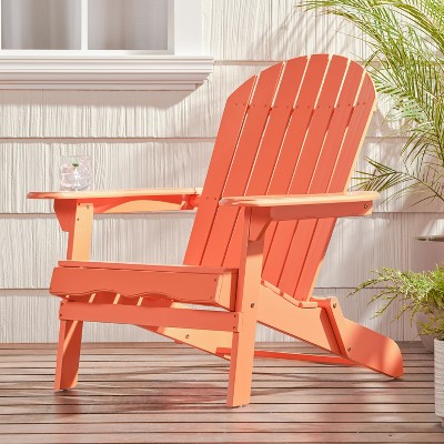 FONTOI Adirondack Chairs, Adirondack Chairs with Handles, Outdoor Backyard Chairs with Reclining Seat Back for Garden, Orange, 30.25"*34.25"*35.75"