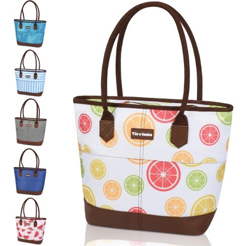 Tirrinia Large Insulated Lunch Tote Bag For Women Cute Waterproof Leakproof Cooler Bag For Work Shopping Grocery Bags For Frozen Food White Lemon Target