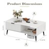 Coffee Table, 41.34" Wooden Coffee Table with Storage Cabinet, Two-Tier Design, Wave-Style Sliding Doors - 3 of 4