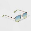 Girls' Aviator Sunglasses - Cat & Jack™ Gold/Green: Adjustable Nose Pads, UV Protection - 2 of 3