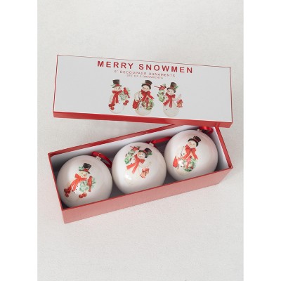 Sullivans Set of 3 Merry Snowman Ornament 4"H Multicolored