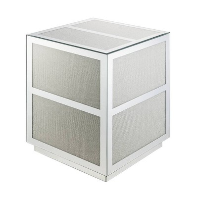 18" Mirrored Glass and Faux Diamond End Table