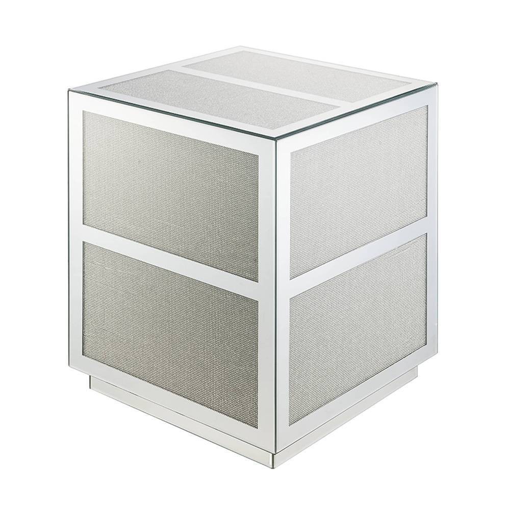 Photos - Coffee Table Acme Furniture 18" Noralie  Faux Diamonds: Mirrored Surface, Wood Composite, No-Tool Assembly