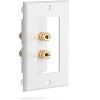 Fosmon Gold Plated Speaker Wall Plate, Home Theater Audio Wall Plate For Speaker Wire, Copper Banana Binding Post Wall Plate for 2 Speakers, White - 2 of 4