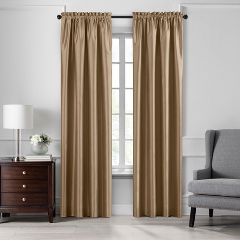 Colette Faux Silk Blackout Window Curtain Panel 52 X 95 Gold