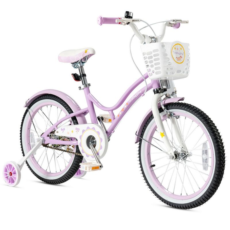 Costway 18'' Kids Bike Toddlers Freestyle Adjustable Bicycle w/ Training Wheels, 1 of 11