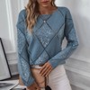 Women's Fashion Openwork Sequin Argyle Pullover Sweater, Loose Knit Jumper for Casual & Party Wear - 2 of 4