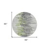 Green And Silver Abstract Washable Indoor Outdoor Area Rug - 3 of 4