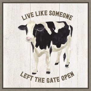 Amanti Art Farm Life Cow Live Like Gate by Tara Reed Canvas Wall Art Print Framed 22 x 22-in. - 1 of 4