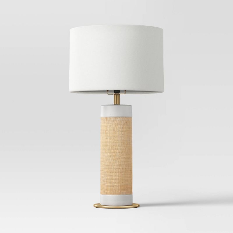 Ceramic Table Lamp with Natural Wrap White - Threshold™, 1 of 9