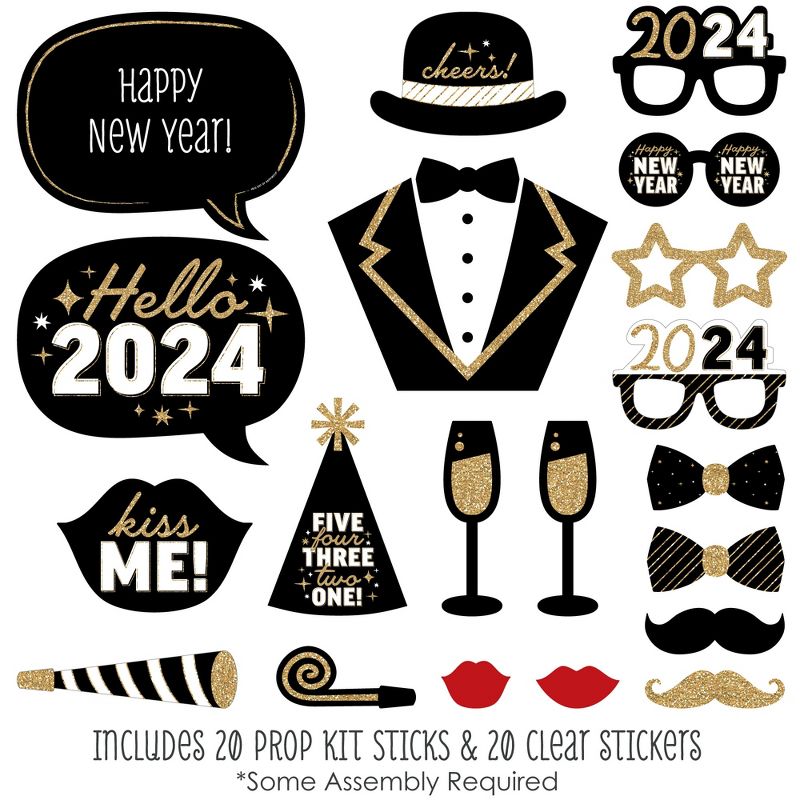 Big Dot of Happiness Hello New Year - 2024 NYE Party Photo Booth Props Kit - 20 Count, 2 of 7