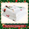 Christmas Blanket - White Holiday Throw with Santa Claus & Snowman - 3 of 4