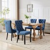 PDTEND Modern Tufted Solid Wood Flax Upholstered Linen Dining Chair with Black Wood Legs 2-Pcs Set - 3 of 4