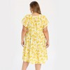 Women's Plus Size Floral Print Dress Button Decor Notch Neck Ruffle Sleeve Pockets Midi Tiered Flowy Summer A Line Dresses - GRACE & GRANDEUR - 3 of 4