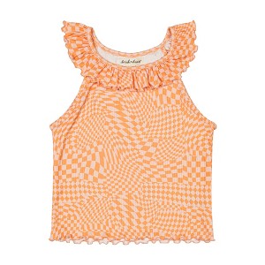 Derek Heart Big Girls Printed Rib Top with Neck Ruffle - 1 of 2