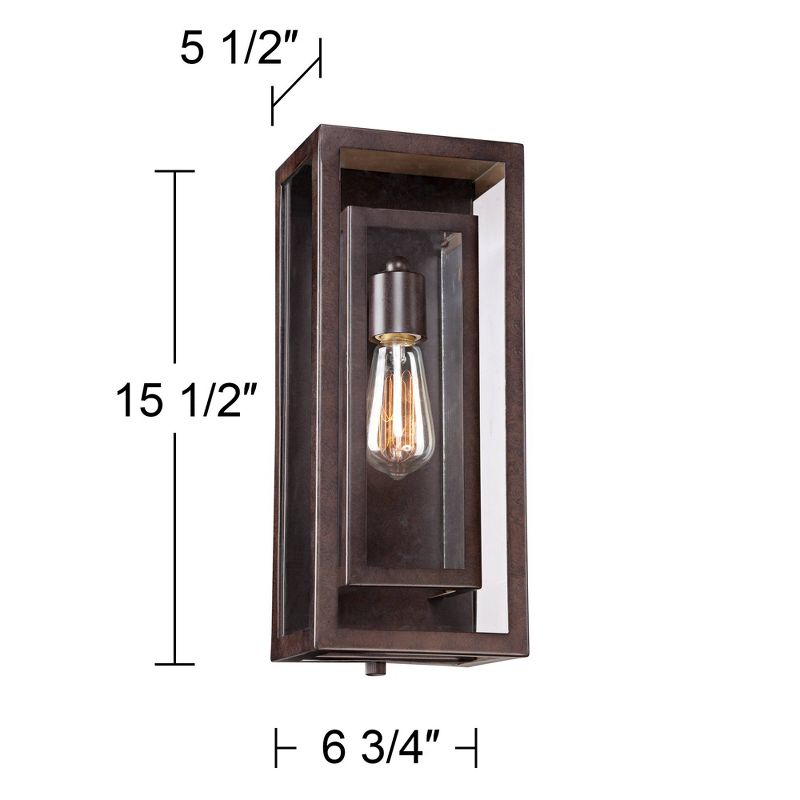 Possini Euro Design Modern Wall Light Sconce Bronze Brown Hardwired 6 3/4" Fixture Clear Glass for Bedroom Bathroom Vanity Reading, 4 of 9