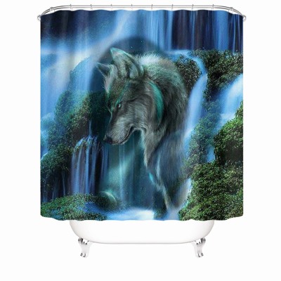 Wolf In The Moonlight Shower Curtains for Bathroom Waterproof Fabric Bath Curtain Durable Soft Stylish Bathroom Decor 72x72 Inch