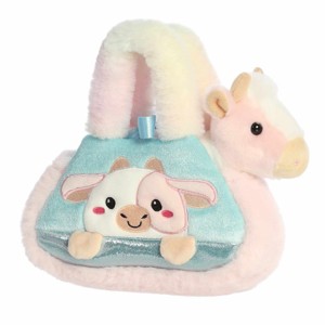 Aurora Small Peek-A-Boo Strawberry Cow Fancy Pals Fashionable Stuffed Animal Pink 7.5" - 1 of 4
