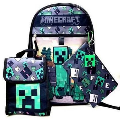 Minecraft Backpack Set with Lunch Box for Boys & Girls, 16 inch, 5 Piece  Value Set