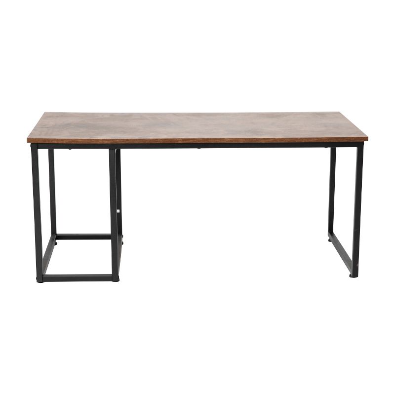 Emma and Oliver Two Piece Modern Industrial Style Nesting Coffee Table Set with Storage Drawer in Walnut Finish with Black Steel Tube Frame, 4 of 13