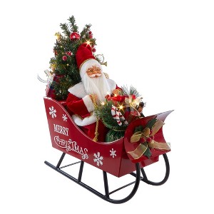 Kurt Adler 24-Inch Battery Operated Musical LED Santa in Metal Sleigh Table Piece - 1 of 4