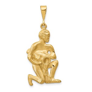 Black Bow Jewelry 14k Yellow Gold Large Aquarius the Water Bearer Zodiac Pendant - 1 of 4