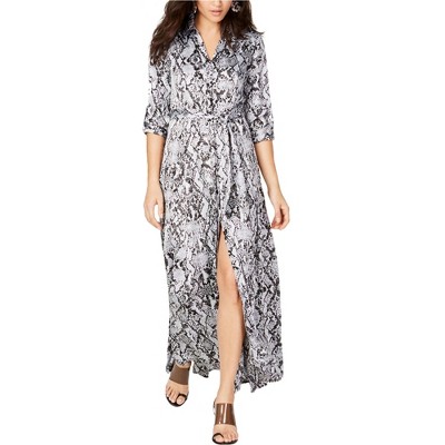 I.N.C International Concepts Womens Full Sweep Shirt Dress, Grey, 4