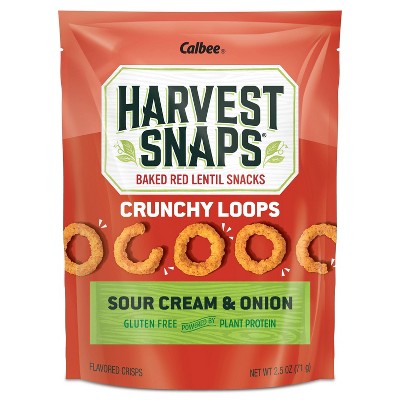 Harvest Snaps Crunchy Loops Sour Cream & Onion Baked Red Lentil Snacks - 2.5oz