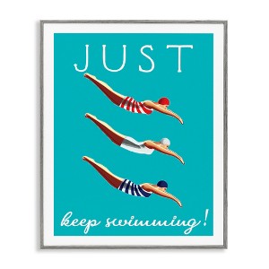 Stupell Industries Trio of Female Divers Just Keep Swimming Phrase Black Framed Giclee Art - 1 of 4