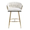 26'' Counter height bar stools velvet kitchen island counter bar stool with hand- wave back,golden chromed base and footrest Beige - 2 of 4