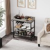 3 Tier Bar Cart with Wheels for Home, Two Portable Trays, Wine Rack, Glasses Holder, Industrial Serving Cart for Kitchen, Living Room, Dining Room - 2 of 4