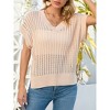 Womens V Neck Summer Pullover Sweater Vests Cap Sleeve Tops Casual Loose Fit Lightweight Knit Vest Tops - 3 of 4