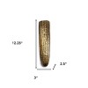 HomeRoots 12" Antiqued Gold Ribbed Aluminum Wall Vase - 3 of 4