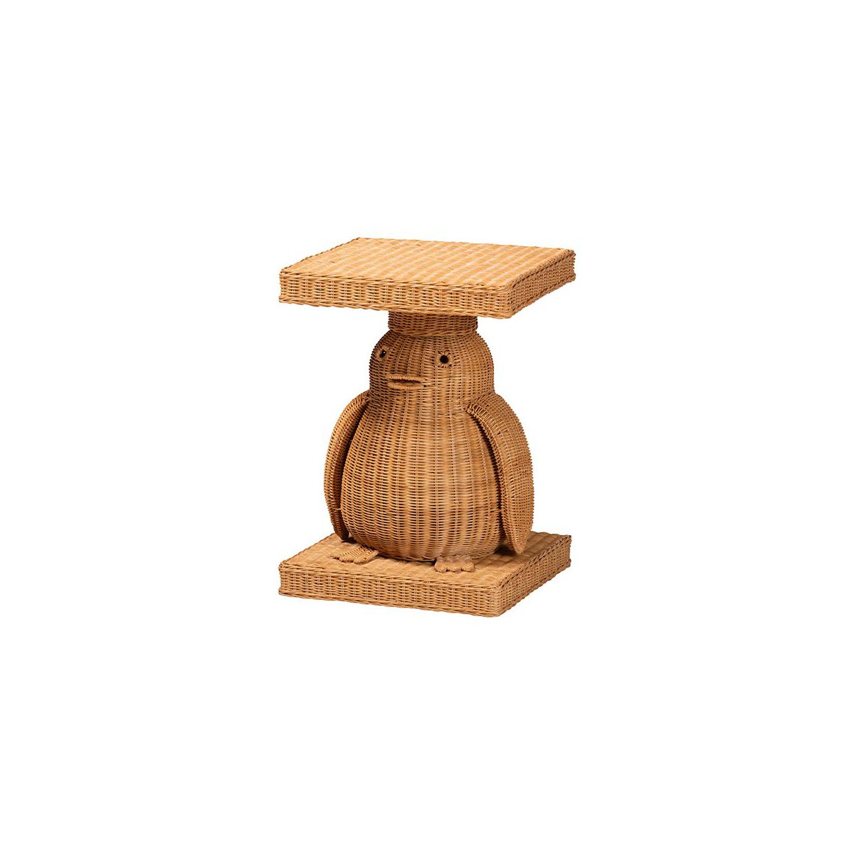 bali & pari,Pembroke Penguin Rattan End Table, Handwoven Sculptural Accent Table