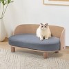 Corgi 26" Wide Small Dog Bed with Removable Cover,Velvet Cushion With Solid Wood legs and Bent Wood Back-The Pop Home - 2 of 4