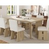 7 PCS Farmhouse Style Dining Set,  Space-saving Design Dining Set with Table and 6 Chairs, Rubber Wood Frame Chair with Cushions-Coolbibila - 3 of 4