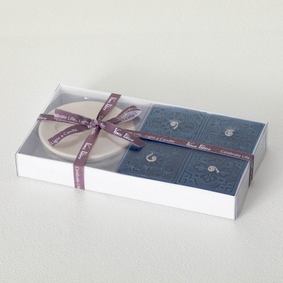 Vance Kitira Blue Candles and Dish Gift Set, Blue
