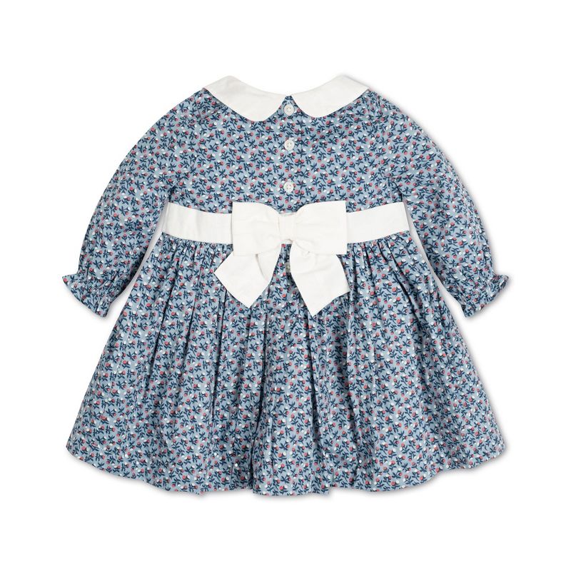 Hope & Henry Baby Girl Layette Long Sleeve Smocked Peter Pan Collar Dress, Infant, 3 of 5
