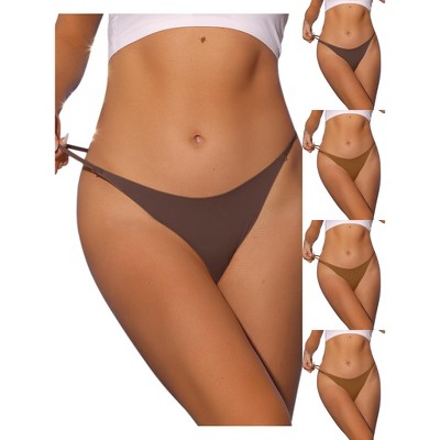 Allegra K Women's Breathable Comfortable Soft Elasticity Low Waist Thongs Multicolored