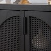 INFURNIC Decorative Storage Cabinets Black Rattan Sideboard Buffet Cabinet with Adjustable Shelf for Living Room, Black, 28.94"*14"*30.2" - 2 of 4